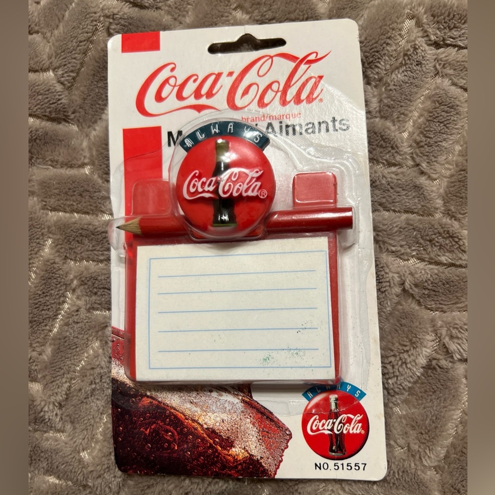Vintage Collectible 1995 Coca Cola Red Magnetic Notepad Set